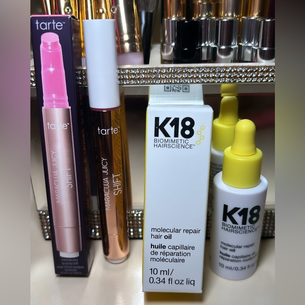Tarte Maracuja Juicy Shift & K18 hair oil